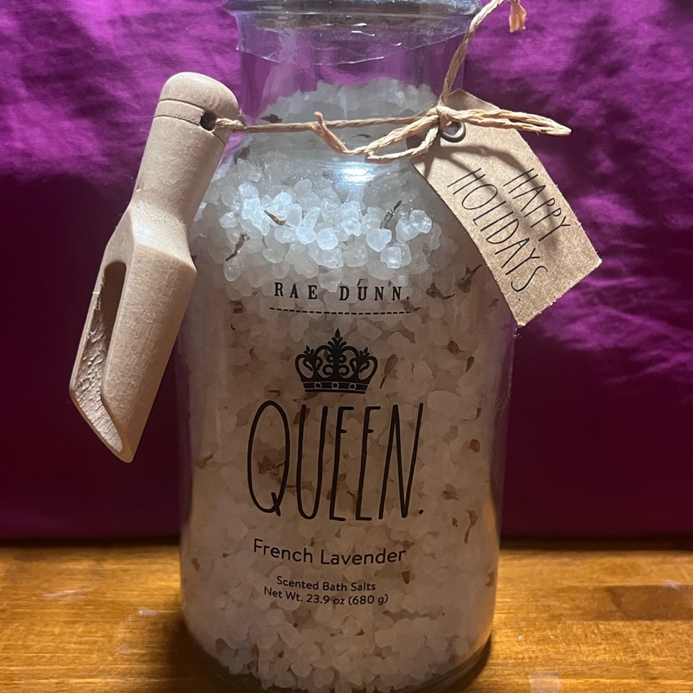 Rae Dunn Queen Lavender Bath Salts with Wooden Scoop